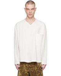 メンズ Lemaire Vネック シャツ ホワイト | Lyst