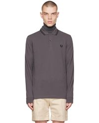 Fred Perry - Gray Twin Tipped Long Sleeve Polo - Lyst