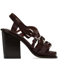 Lemaire - Brown Square Heeled 100 Sandals - Lyst