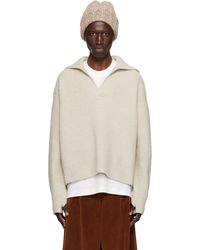 Studio Nicholson - Taupe Nash Knit Polo - Lyst