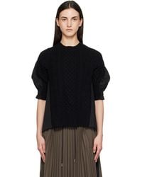 Sacai - Wool Knit X Cotton Poplin Pullover Sweater - Lyst