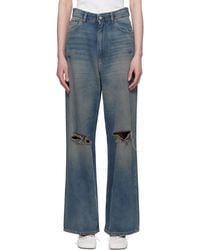 MM6 by Maison Martin Margiela - ブルー ディストレス ファイブポケット ジーンズ - Lyst