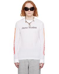 Acne Studios - T-shirt à manches longues blanc à logo et motif imprimés - Lyst