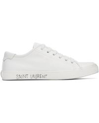 Saint Laurent - White Calfskin Malibu Low Sneakers - Lyst