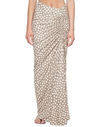 Alaïa - Taupe Polka Dots Gathered Maxi Skirt - Lyst