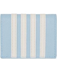 Thom Browne - Blue Double 4-bar Appliqué Stripe Leather Card Holder - Lyst