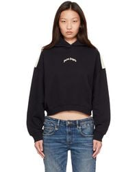 Palm Angels - Curved Logo Loose Crop Hoodie - Lyst
