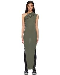 Rick Owens - Green Ribbed One Shoulder Maxi Dress - Lyst