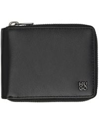 HUGO - Black Matte Leather Ziparound Wallet - Lyst