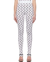 Marine Serre - Legging Blanc En Jersey De Nylon Recyclé À Motif À Logos Et À Sous-Pieds - Lyst