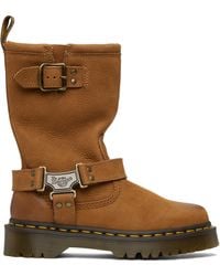 Dr. Martens - Tan Anistone Hi Leather Biker Boots - Lyst