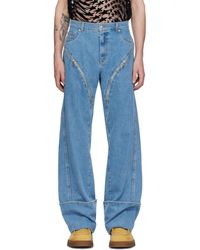 Mugler - Blue Zip Jeans - Lyst