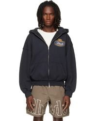 Rhude - Balck Safari Crest' Zip-Up Hoodie - Lyst