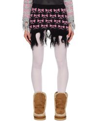 Ashley Williams - Mini-jupe noir et rose à bord effiloché - Lyst