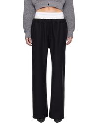 T By Alexander Wang - Pantalon De Survêtement Ample Noir À Logo À La Taille Étagée - Lyst