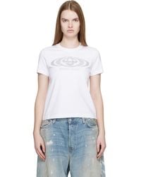 CASABLANCA - Crystal Warped Logo Fitted Short Sleeve T‑Shirt - Lyst