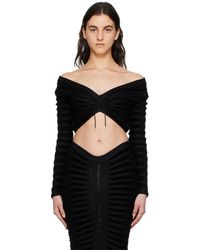 Alaïa - Alaïa Off-the-shoulder Cropped Ribbed-knit Top - Lyst