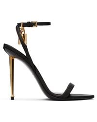Tom Ford - Shiny Padlock Pointy Naked Heeled Sandals - Lyst