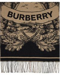 Burberry - Écharpe en cachemire à carreaux et à emblème du cavalier - Lyst