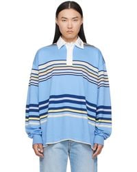 Amiri - Striped Oversized Long Sleeve Polo - Lyst