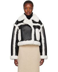 Stand Studio - Black & Off-white Kristy Faux-shearling Jacket - Lyst