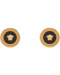 Versace - Gold & Black Enamel Medusa Stud Earrings - Lyst