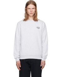 A.P.C. - Pull Molletonné Gris À Logo Rue Madame - Lyst