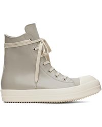 Rick Owens - Baskets montantes grises en cuir - Lyst