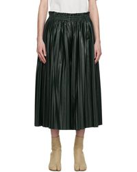 MM6 by Maison Martin Margiela - Green Pleated Faux-leather Trousers - Lyst