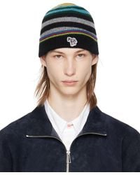 PS by Paul Smith - Black & Gray Zebra Stripe Beanie - Lyst