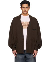 Acne Studios - Cardigan Brun À Col V En Laine - Lyst