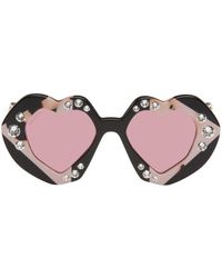 Gucci - Black & Pink Heart Sunglasses - Lyst