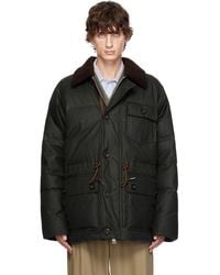 Drake's - Khaki Waxed Cotton Expedition Down Jacket - Lyst