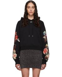 Off-White c/o Virgil Abloh Black Cropped Flowers Hoodie