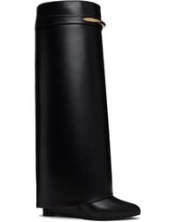 Givenchy - Bottes Hautes Noires À Ferrure Shark Lock - Lyst