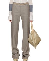 Tory Burch - Taupe High Waisted Wool Trousers - Lyst