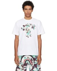 A Bathing Ape - T-Shirt Blanc À Logo De Style Collégial À Baby Milo Et À Motif Camouflage Map - Lyst