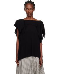 Yohji Yamamoto - T-Shirt Drapé Noir - Lyst
