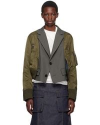 Sacai - Khaki Suiting Blazer - Lyst