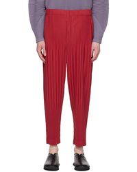 Homme Plissé Issey Miyake - Homme Plissé Issey Miyake Red Monthly Color February Trousers - Lyst
