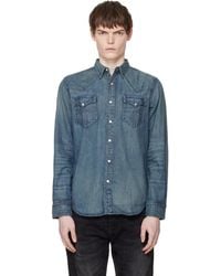 RRL - Slim Fit Denim Western Shirt - Lyst