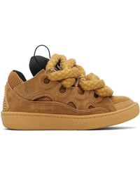 Lanvin - Tan Curb Leather With Snake Laces Sneakers - Lyst