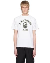 A Bathing Ape - T-shirt blanc à logo de style collégial à motif 1st camo - Lyst