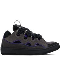 Lanvin - Ssense Exclusive Gray & Black Leather Curb Sneakers - Lyst