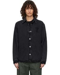 Ami Paris - Cotton Knitted Ami De Coeur Denim Overshirt - Lyst
