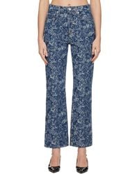 Ganni - Straight Tapestry Cropped Betzy Jeans - Lyst