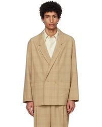 Lemaire - Khaki Double-breasted Blazer - Lyst