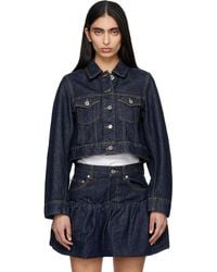 Ganni - Cropped Denim Jacket - Lyst