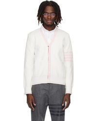 Thom Browne - Thom E Cotton 4-bar Milano Classic V-neck Cardigan - Lyst