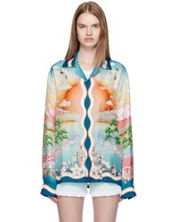 CASABLANCA - Chemise À Manches Longues Multicolore En Soie À Imprimé - Lyst